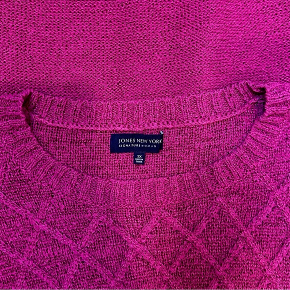 SOLD 🛍️ Jones New York Women’s Cotton Raspberry Cable Knit Sweater Plus 3X - Picture 9 of 9